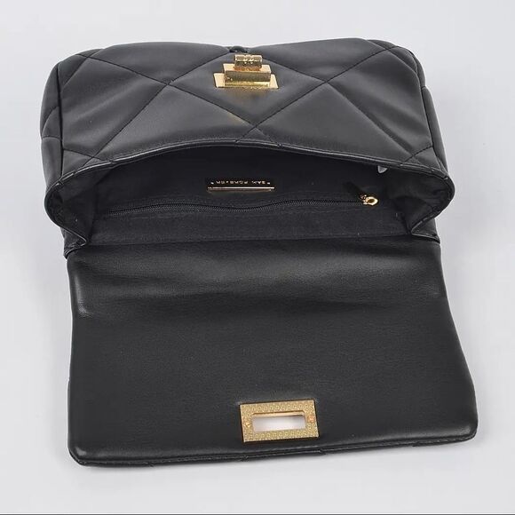 Black Quilted Medium Flap Shoulder Chain Bag - Picture 4 of 6